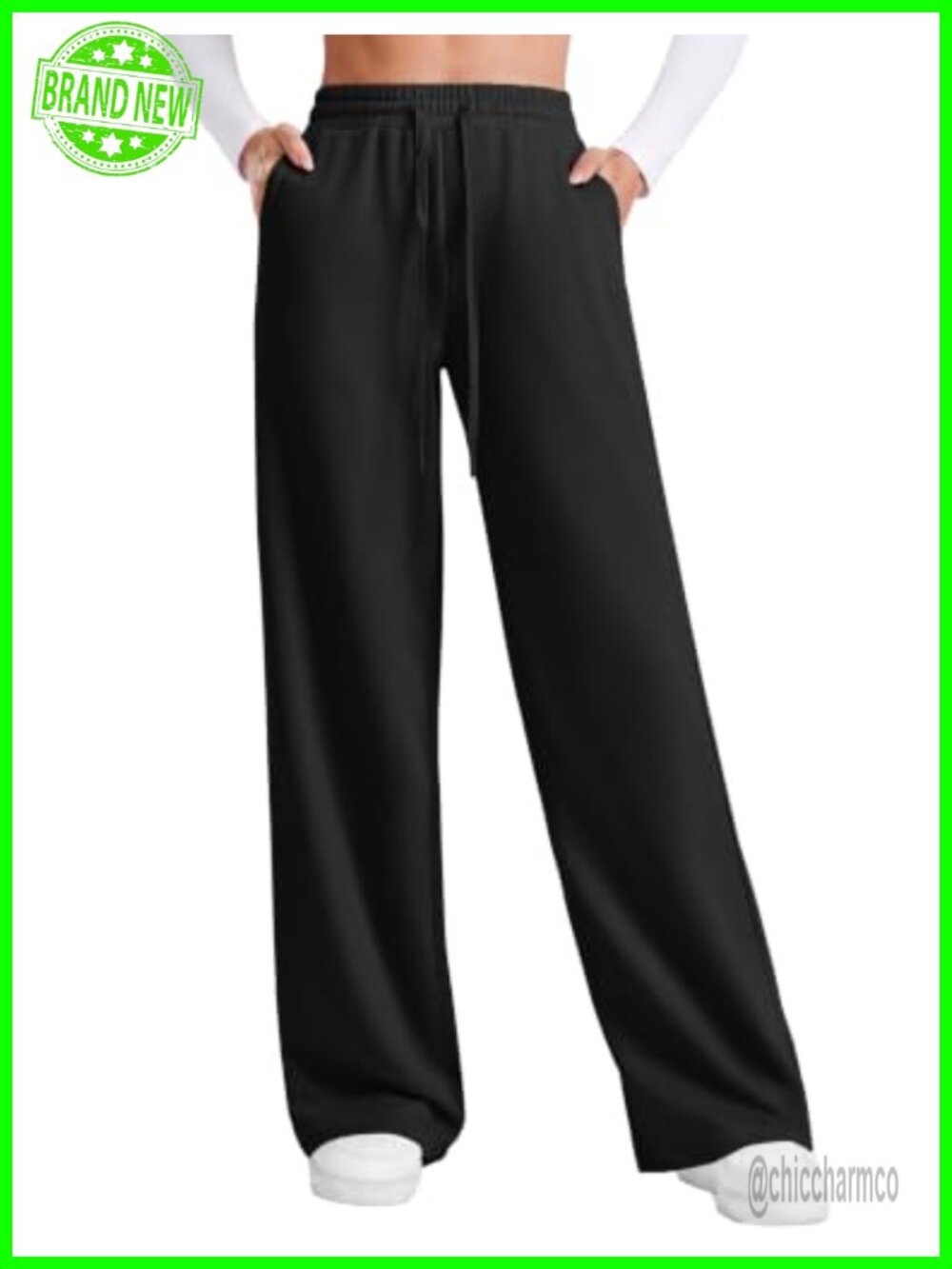 Wide Leg High Waisted Sweatpants Drawstring Pockets Yoga Lounge